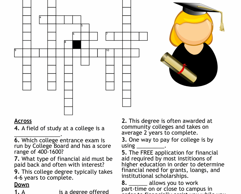 College Crossword Puzzle WordMint