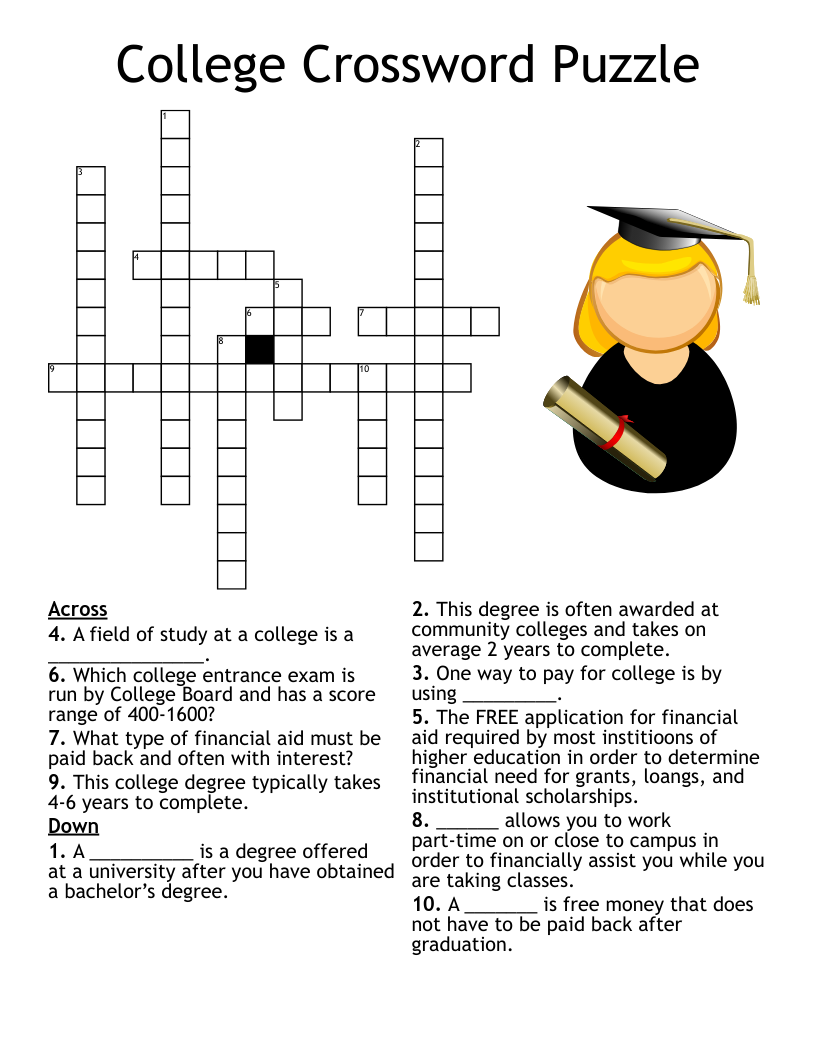 College Crossword Puzzle WordMint College Crossword Puzzle WordMint