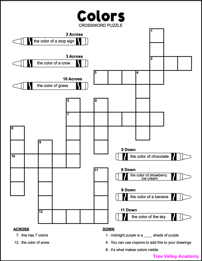 Free Printable Crossword Puzzles For 2nd Graders