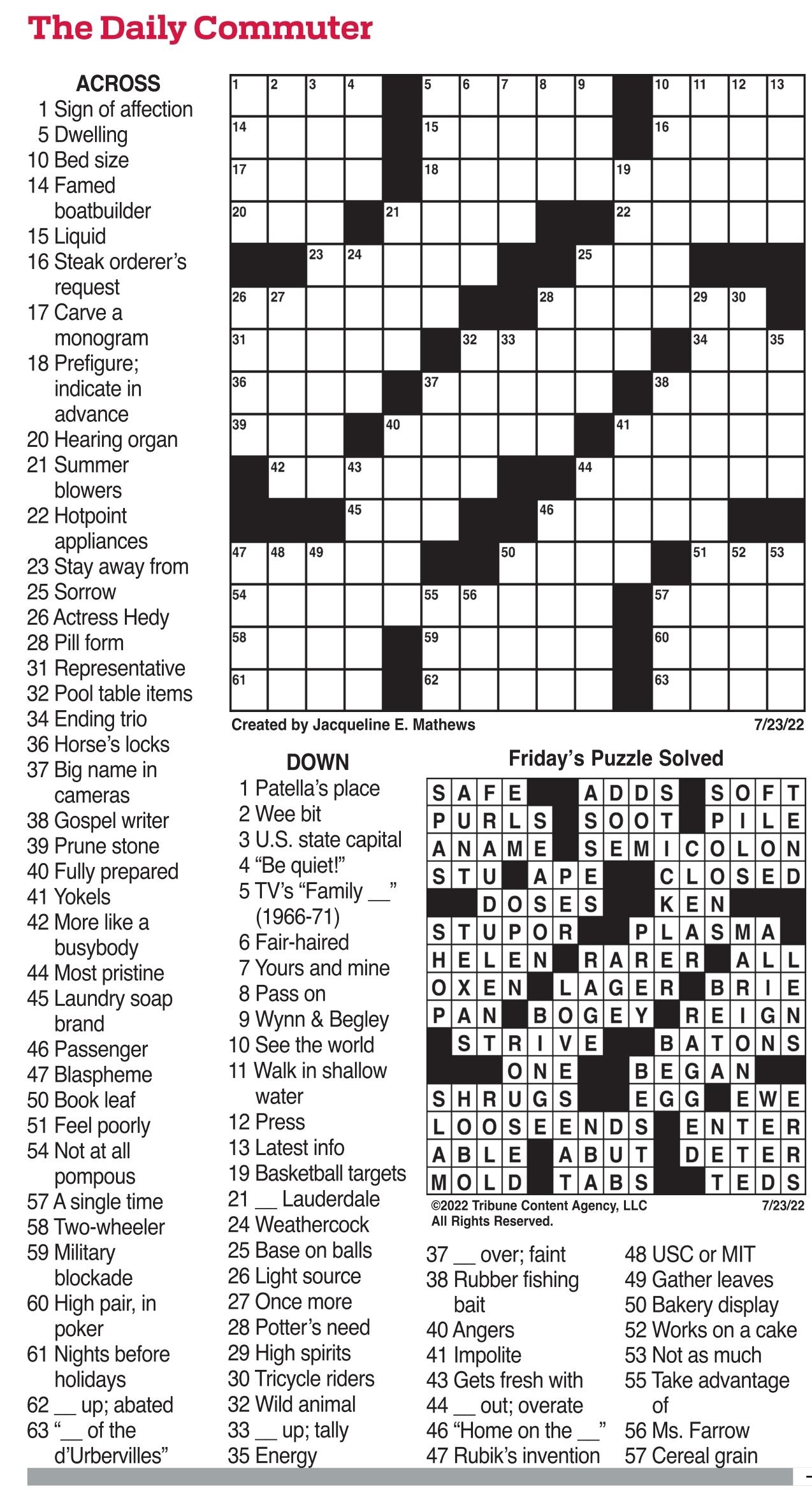 Printable Daily Crossword Printable Daily Crossword