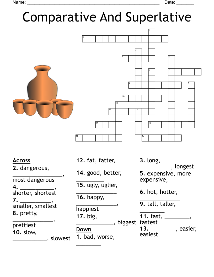 Printable Comparatives Primary School Crossword