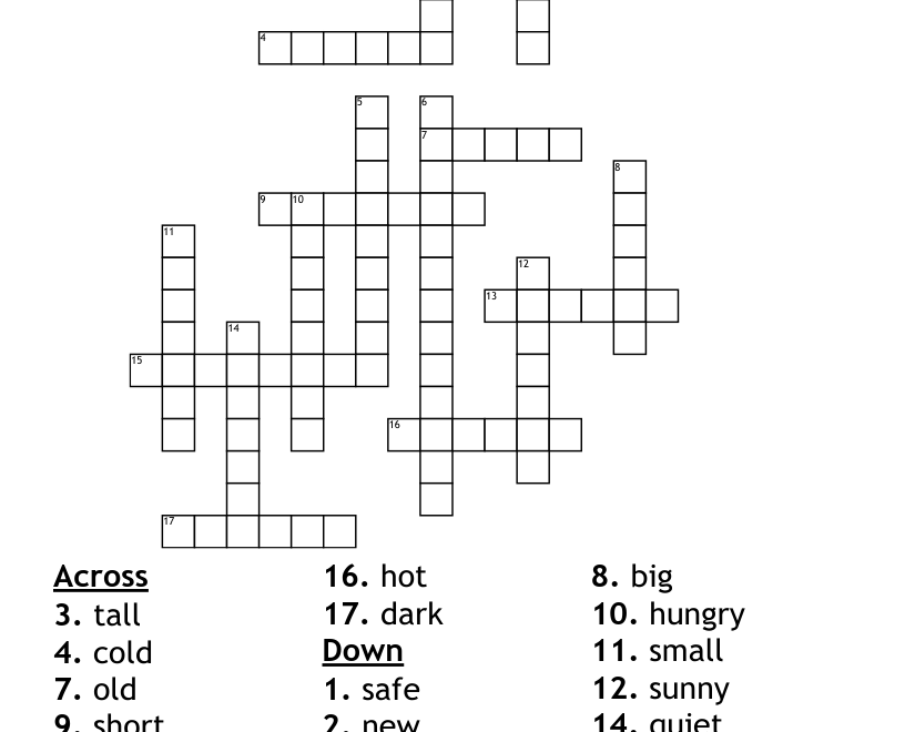 COMPARATIVE ADJECTIVES Crossword WordMint