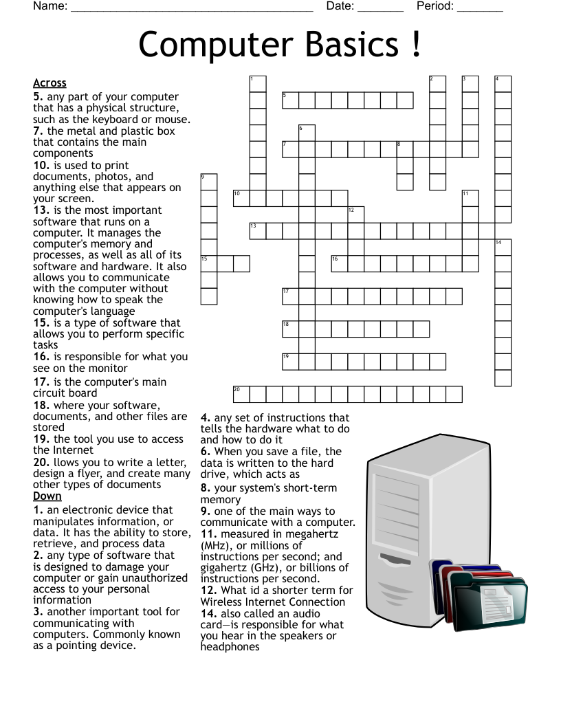 Free Computer Terms Crossword Puzzle Printable