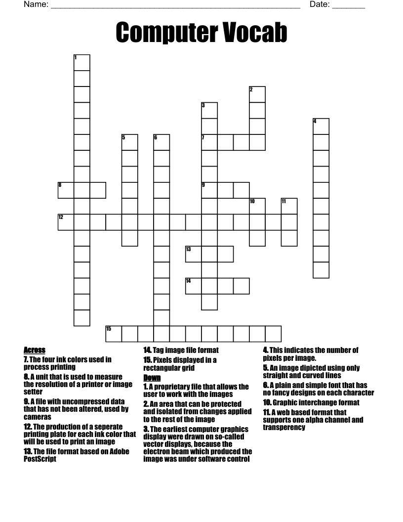 Computer Vocab Crossword WordMint
