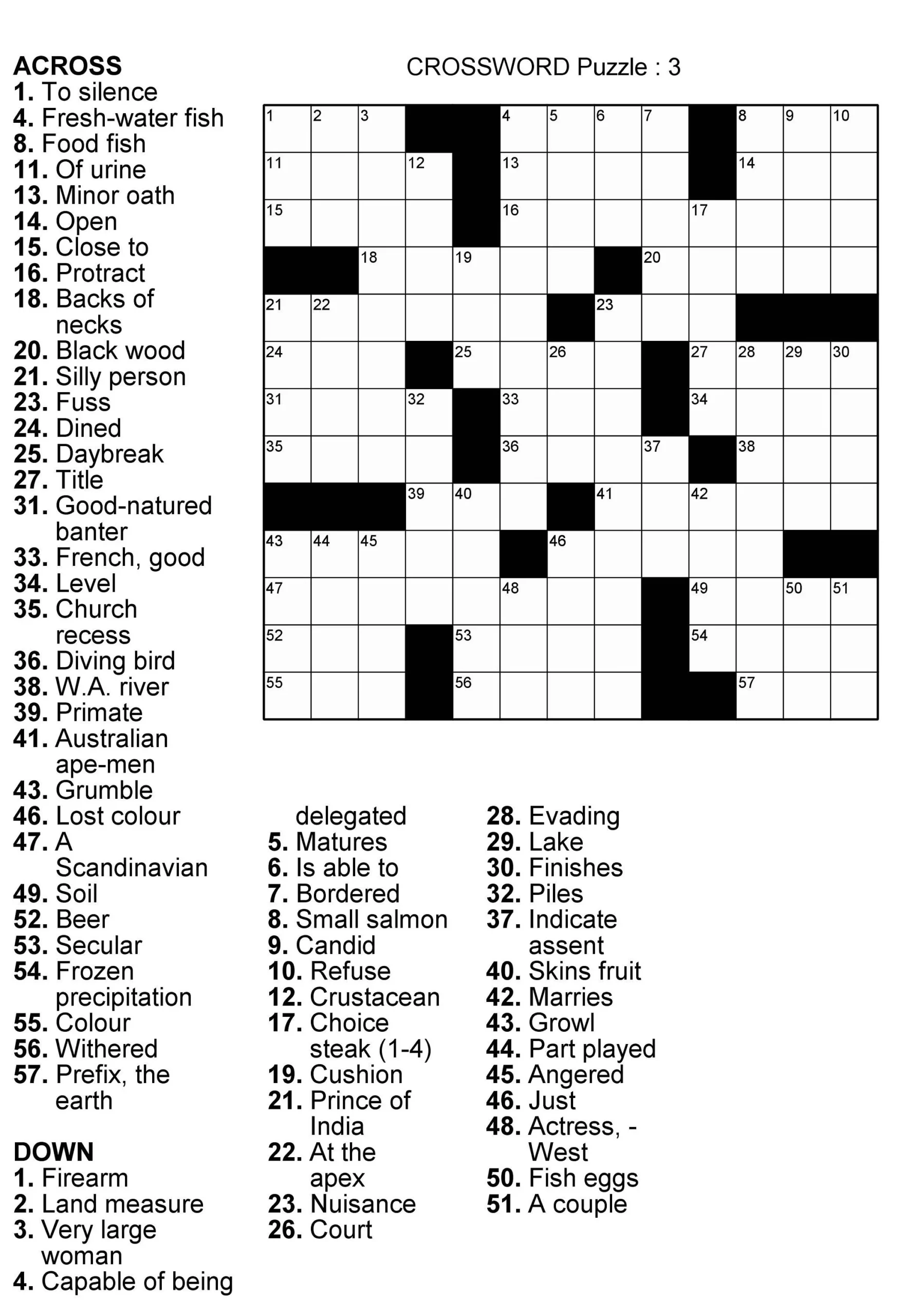 Print Whole Page Of Printable Crossword Puzzle