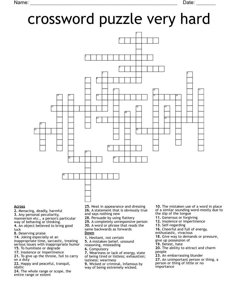 Crossword Puzzle Very Hard WordMint Crossword Puzzle Very Hard WordMint