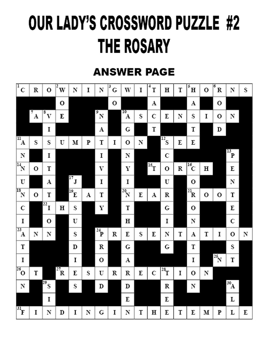 Mary Crossword Puzzle Printable