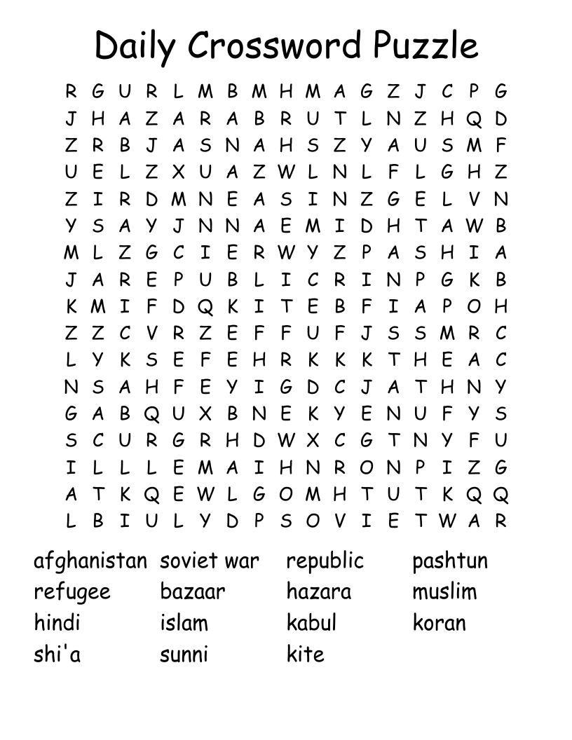 Daily Crossword Puzzle Word Search WordMint Daily Crossword Puzzle Word Search WordMint