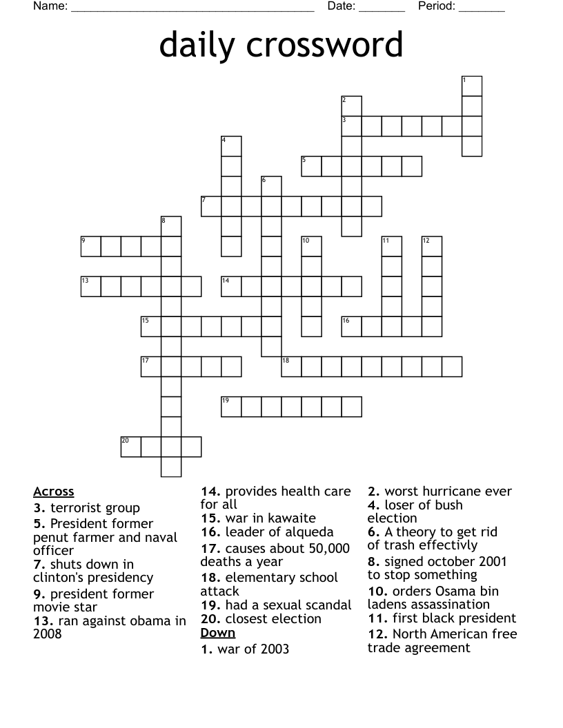 Crossword Daily Printable Crossword Daily Printable