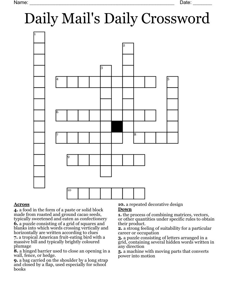 Daily Mail s Daily Crossword WordMint Daily Mail s Daily Crossword WordMint