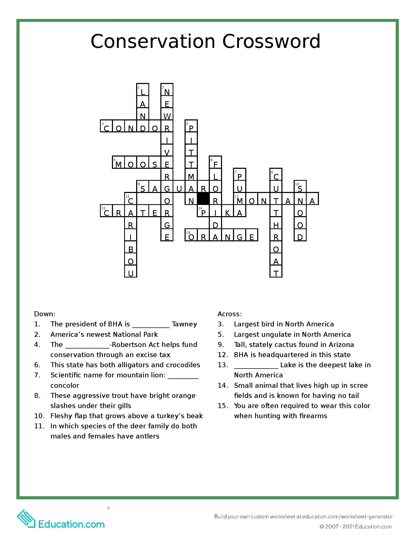 Hunting Crossword Puzzles Printable