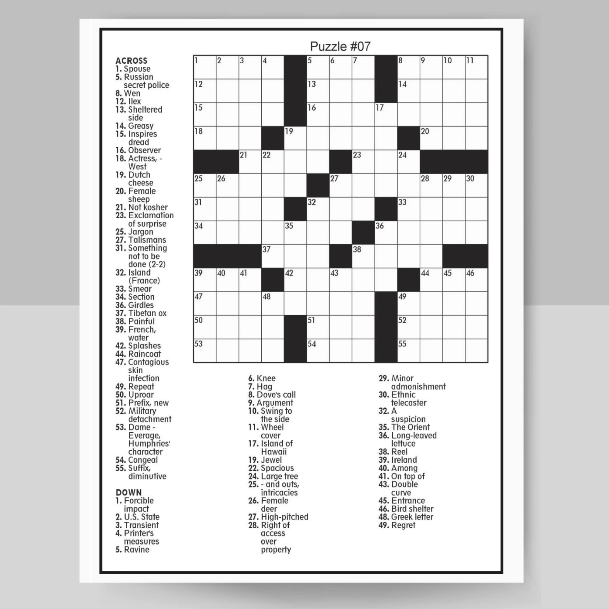 Digital Download 100 Printable Crossword Puzzles For Adults Fun Activities Book For Seniors With Solutions 8 5x11 Inches Crossword Pdf Etsy Digital Download 100 Printable Crossword Puzzles For Adults Fun Activities Book For Seniors With Solutions 8 5x11 Inches Crossword Pdf Etsy