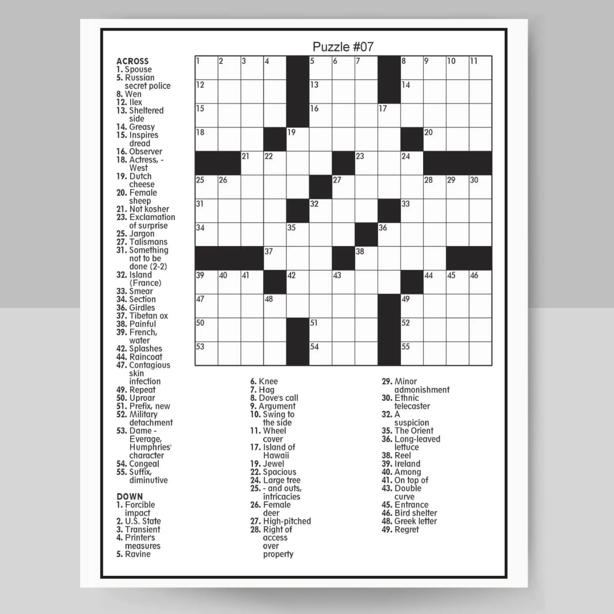 Digital Download 100 Printable Crossword Puzzles For Adults Fun Activities Book For Seniors With Solutions 8 5x11 Inches Crossword Pdf Etsy