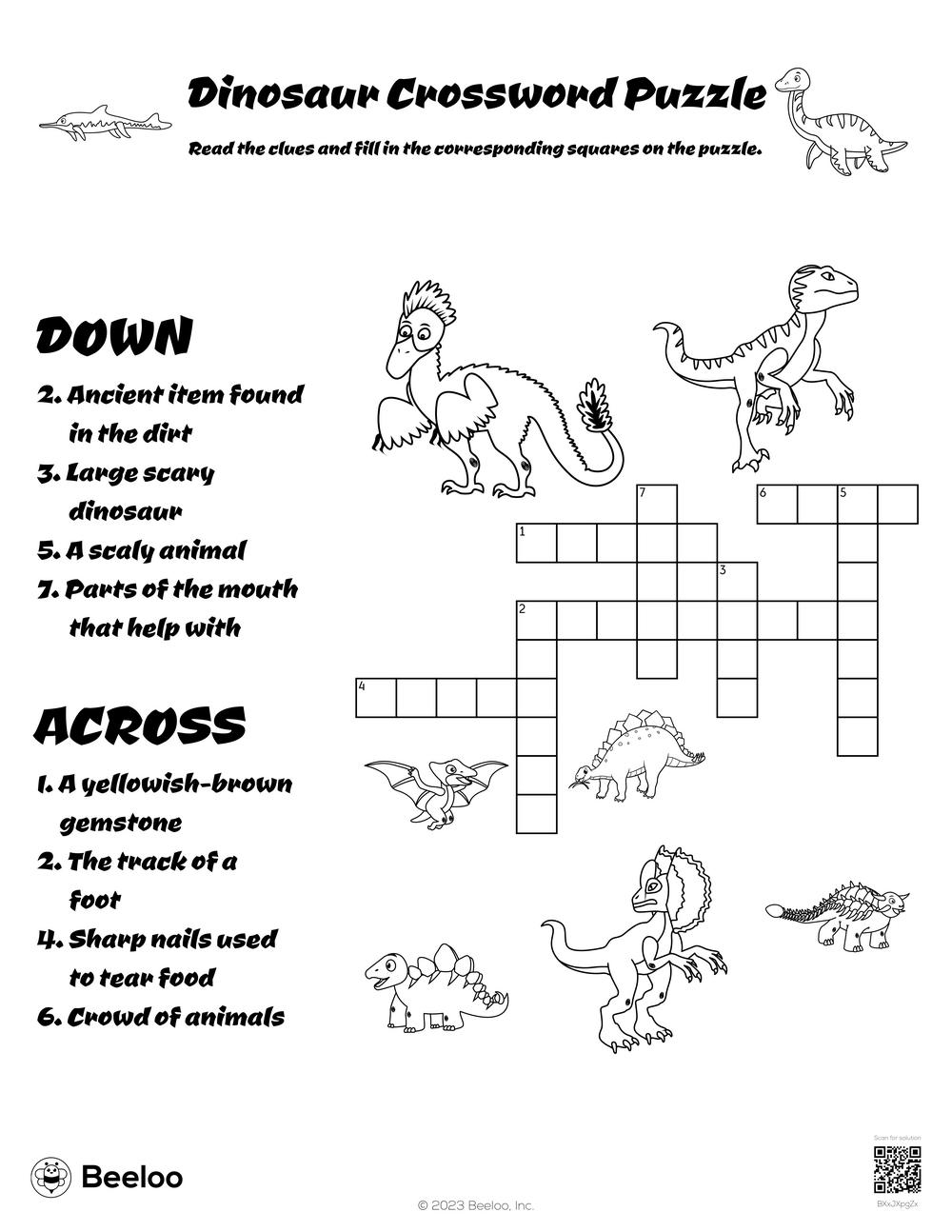 Dinosaur Crossword Puzzle Beeloo Printable Crafts And Activities For Kids Dinosaur Crossword Puzzle Beeloo Printable Crafts And Activities For Kids