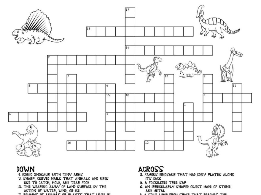 Dinosaur themed Crossword Puzzles Beeloo Printable Crafts And Activities For Kids