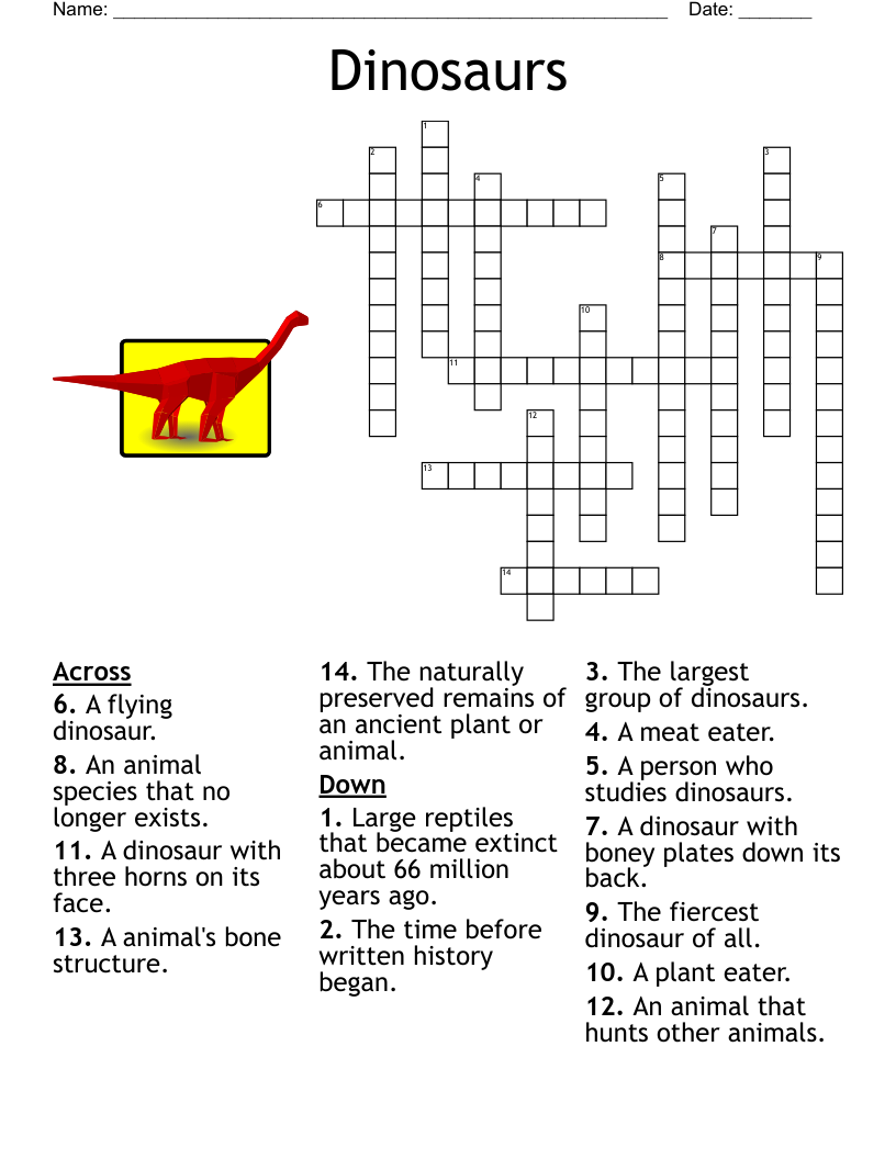 Dinosaur Crossword Puzzle Printable Dinosaur Crossword Puzzle Printable