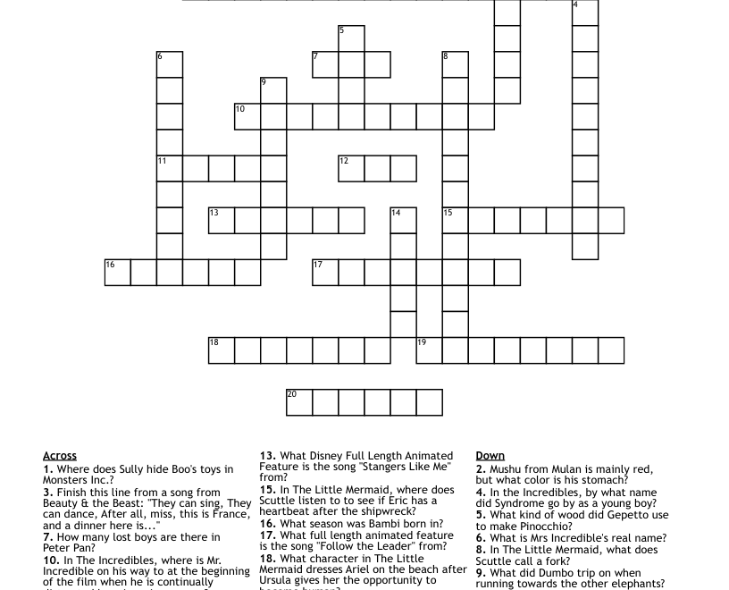 Disney Puzzle 3 Crossword WordMint