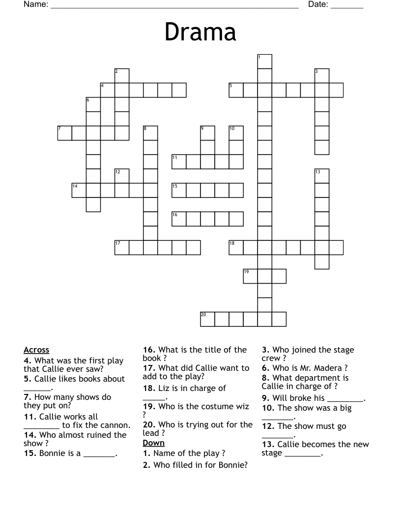 Drama Crossword WordMint Drama Crossword WordMint