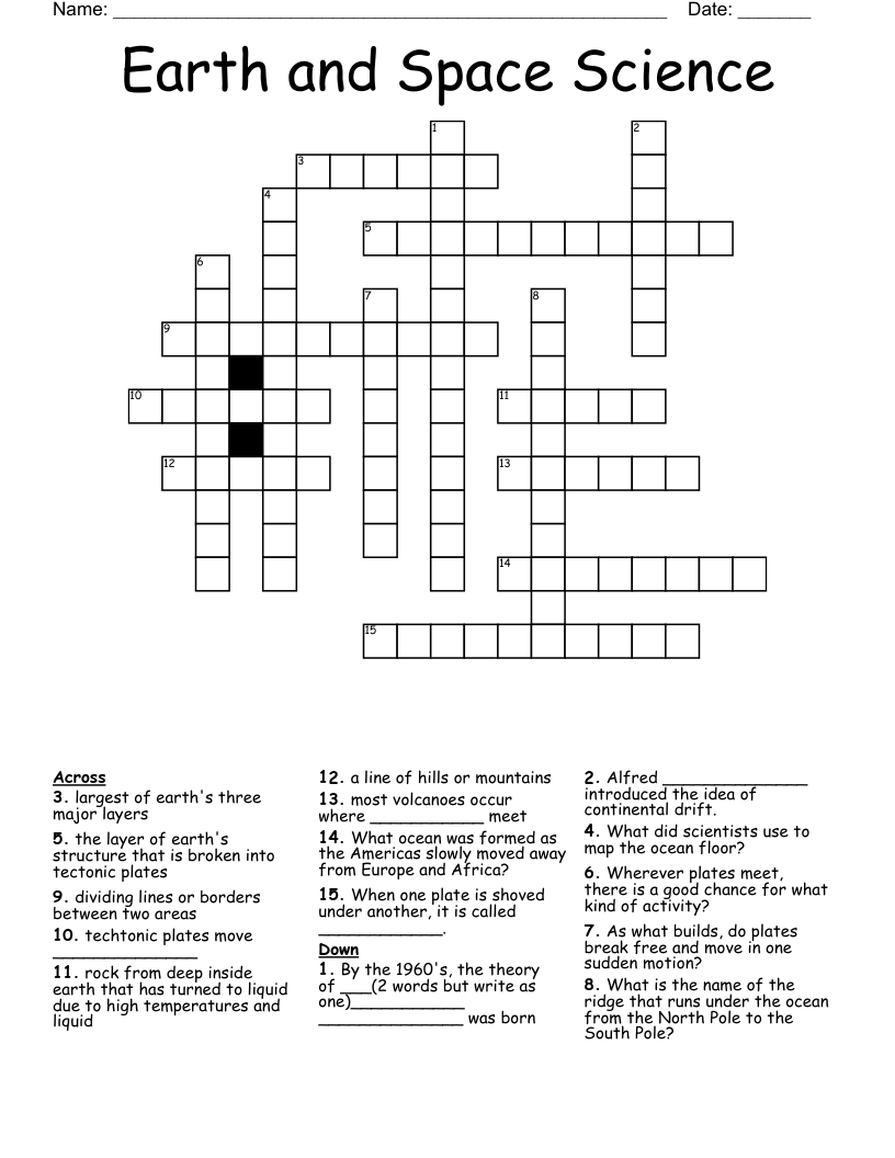 Earth And Space Science Crossword WordMint Earth And Space Science Crossword WordMint