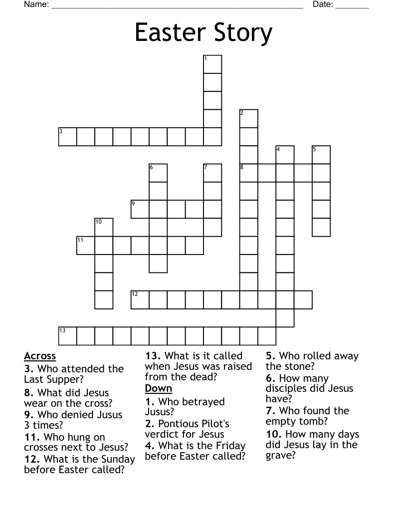 Religious Easter Crossword Puzzles Printable