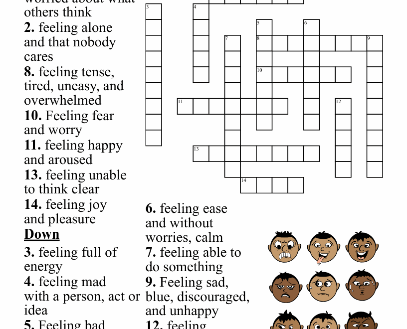 Emotions Crossword Puzzle WordMint