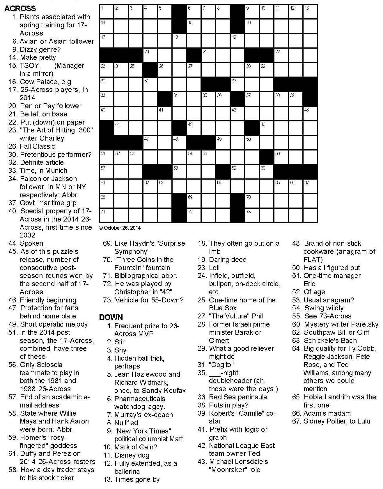 Free Printable Sports Themed Crossword Puzzles