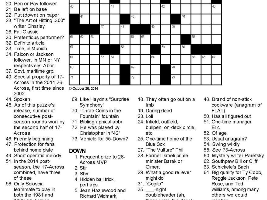 Even Odds Sports themed Crossword Puzzle