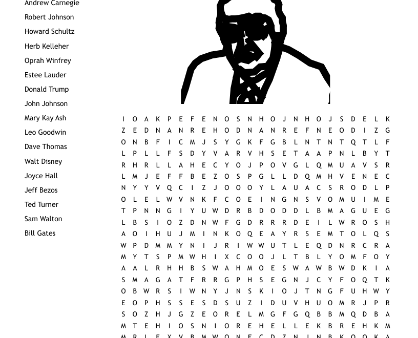 Famous Entrepreneurs Word Search WordMint