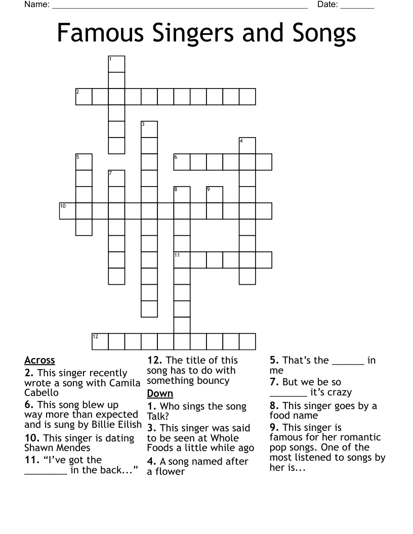 Printable Celebrity Crossword Puzzles