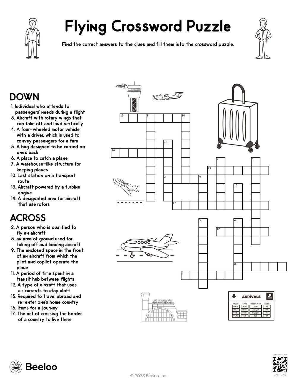 Flying Crossword Puzzle Beeloo Printable Crafts And Activities For Kids Flying Crossword Puzzle Beeloo Printable Crafts And Activities For Kids