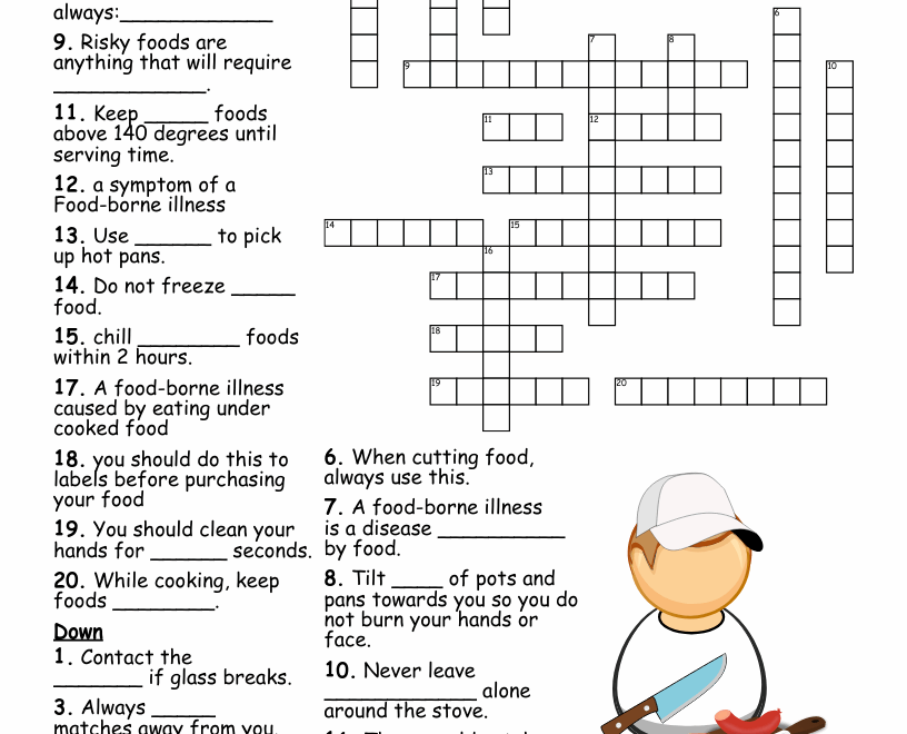 Food Safety Crossword WordMint
