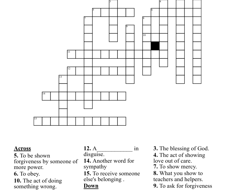 Forgiveness Crossword WordMint