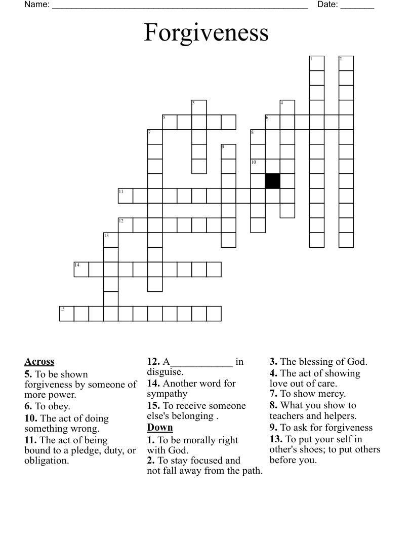 Forgiveness Crossword WordMint
