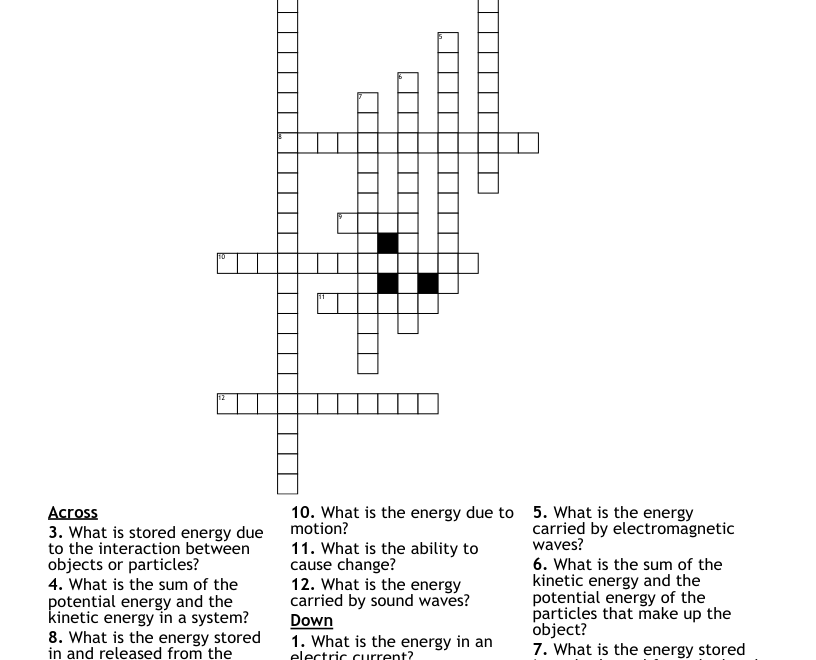 Forms Of Energy Crossword WordMint