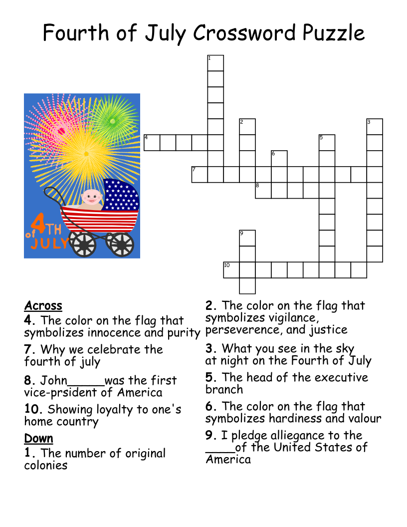 Free Printable 4th Of July Crossword Puzzles