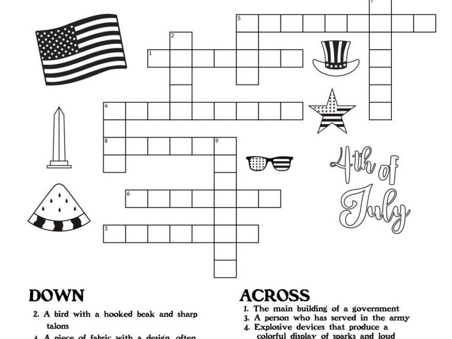 Fourth Of July themed Crossword Puzzles Beeloo Printable Crafts And Activities For Kids