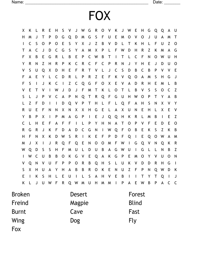 FOX Word Search WordMint