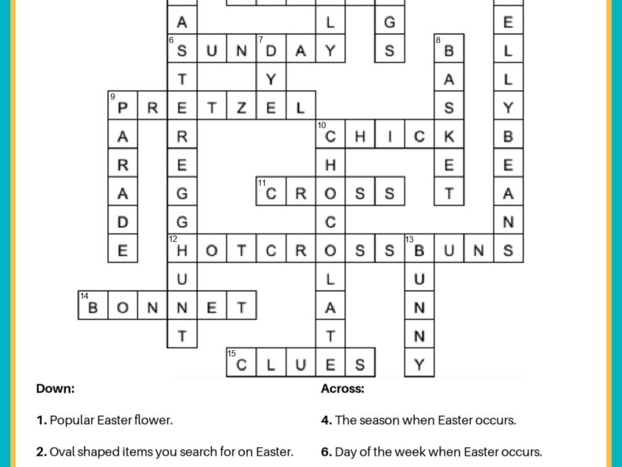 Free Easter Crossword Puzzle Printable 2 Versions Answer Key