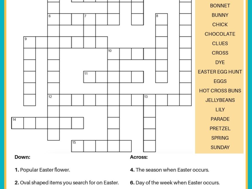 Free Easter Crossword Puzzle Printable 2 Versions Answer Key