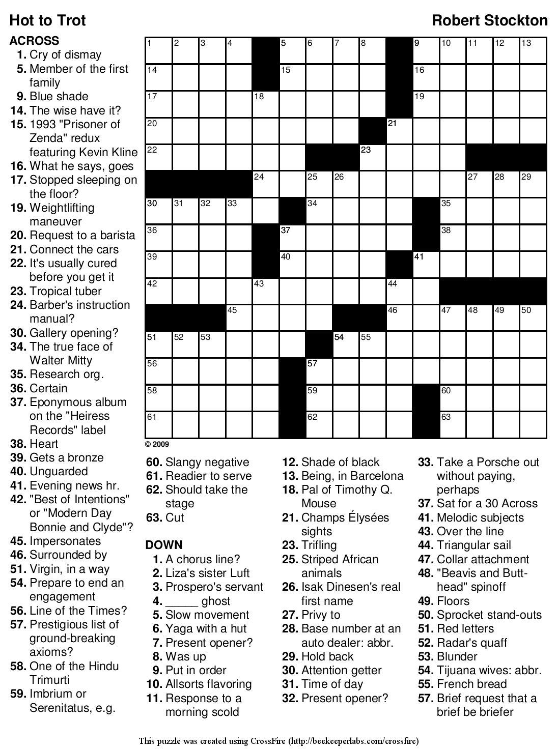 Free Hard Easy Crossword Puzzle 90 Hot To Trot Beekeeper Crosswords