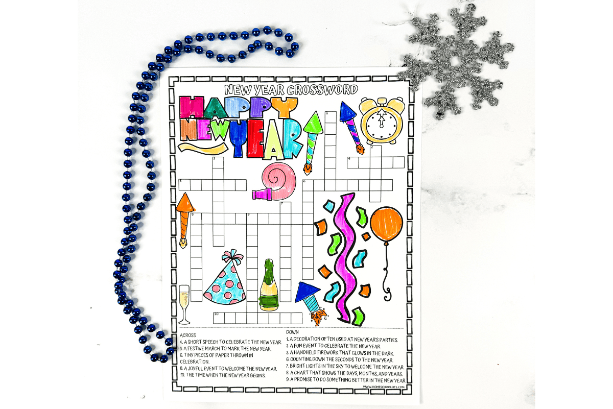 New Years Crossword Puzzle Printable