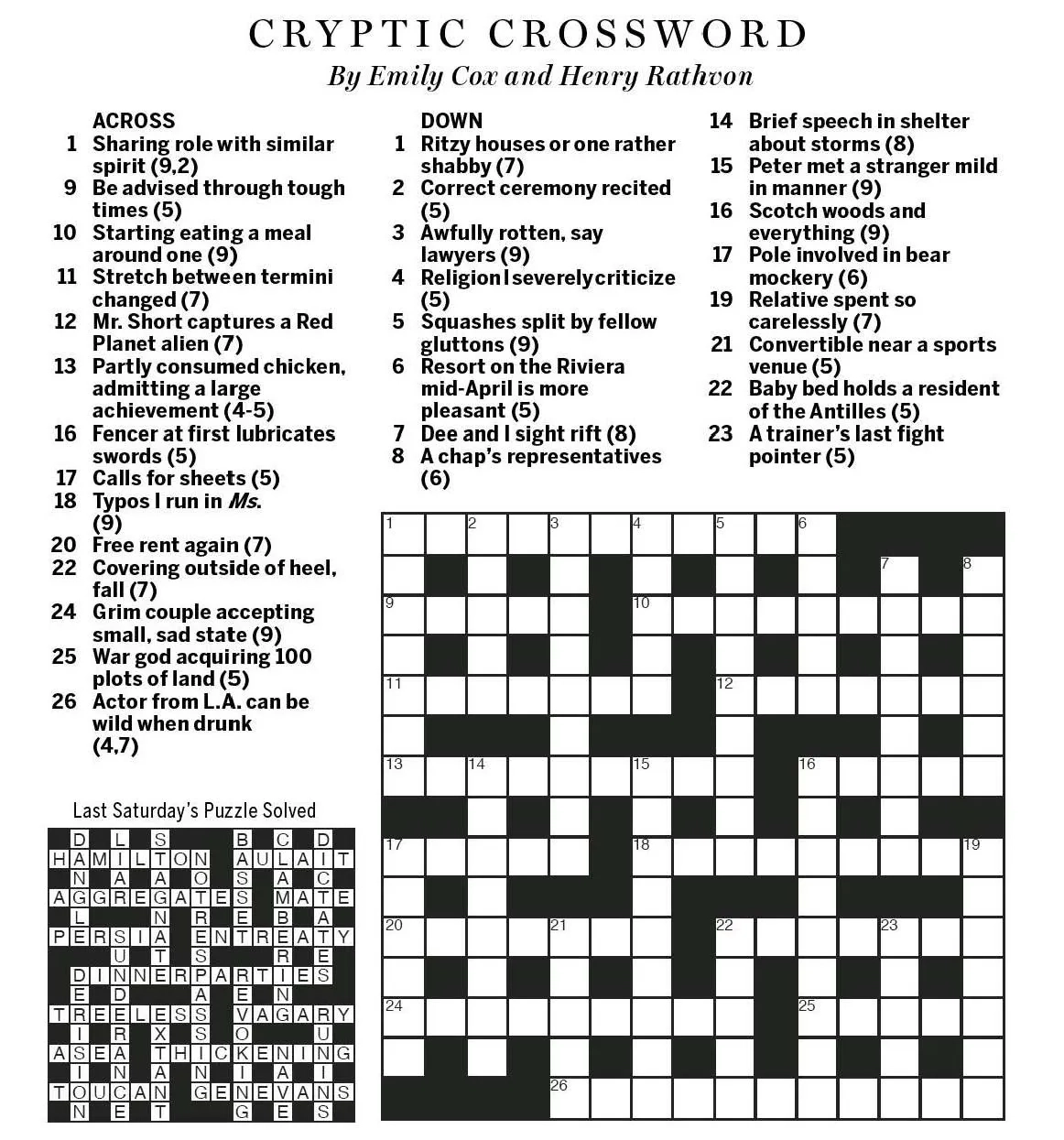 Free Printable Cryptic Crossword Puzzles