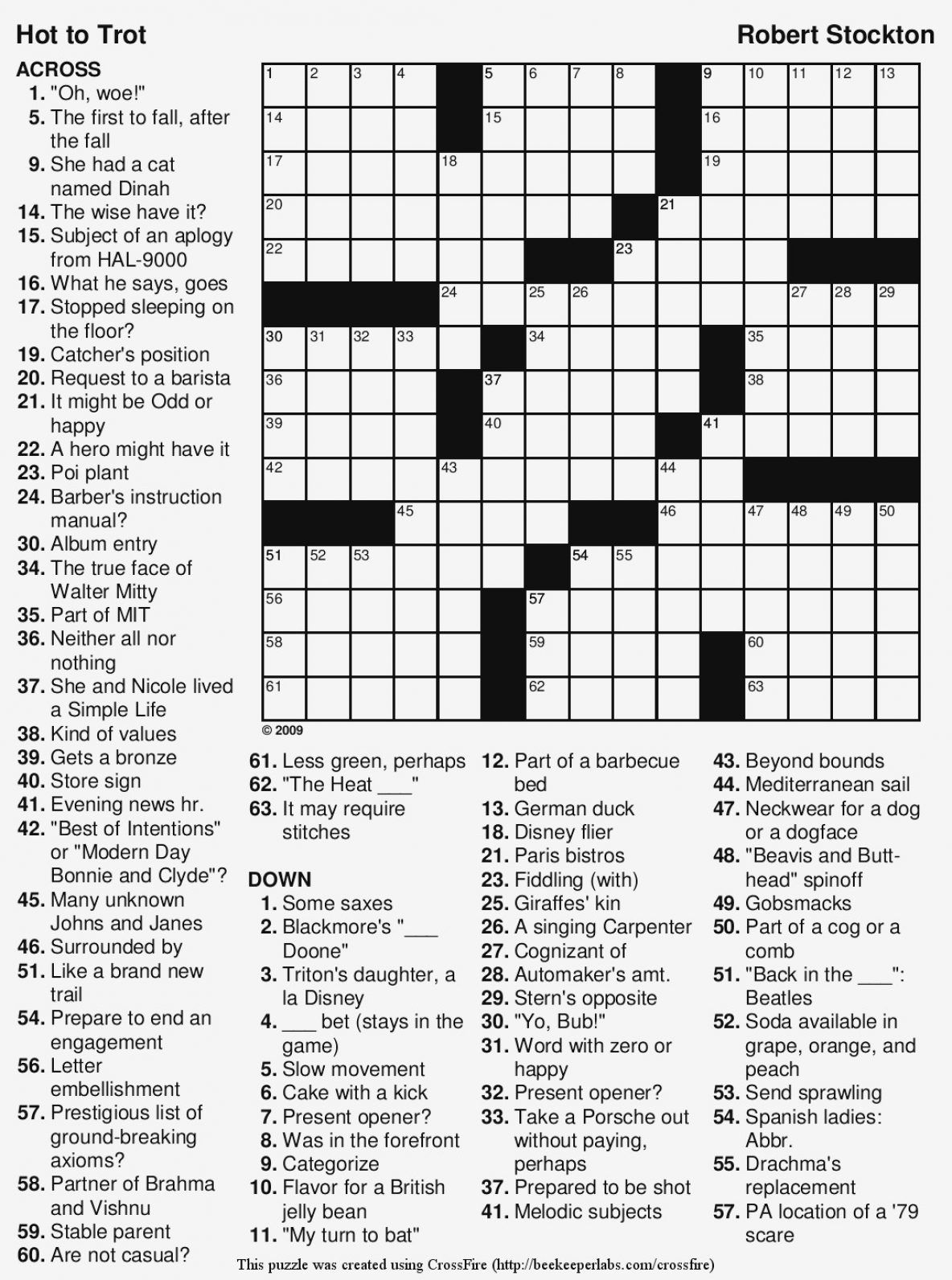 Large Print Crossword Puzzles For Seniors Printable