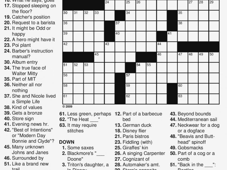 Free Printable Easy Crossword Puzzles For Beginners Printable Crossword Puzzles