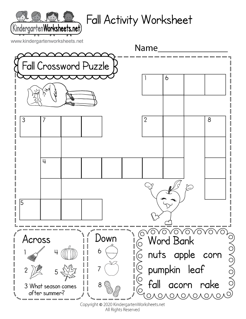 Free Printable Fall Crossword Puzzle Worksheet Free Printable Fall Crossword Puzzle Worksheet