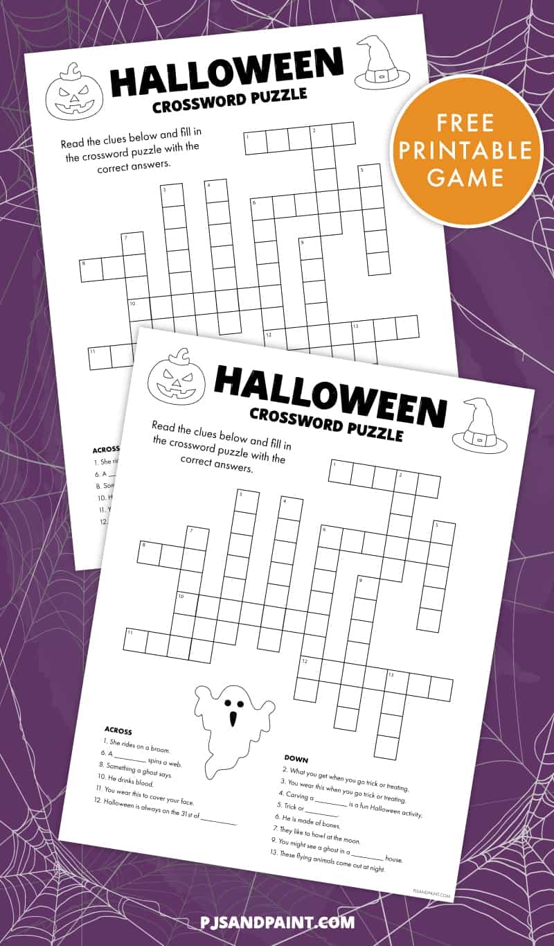 Free Printable Halloween Crossword Puzzle Pjs And Paint Free Printable Halloween Crossword Puzzle Pjs And Paint