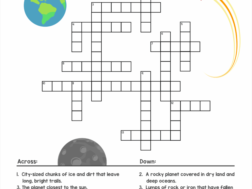 Free Printable Solar System Themed Crossword Puzzle Precision Printables