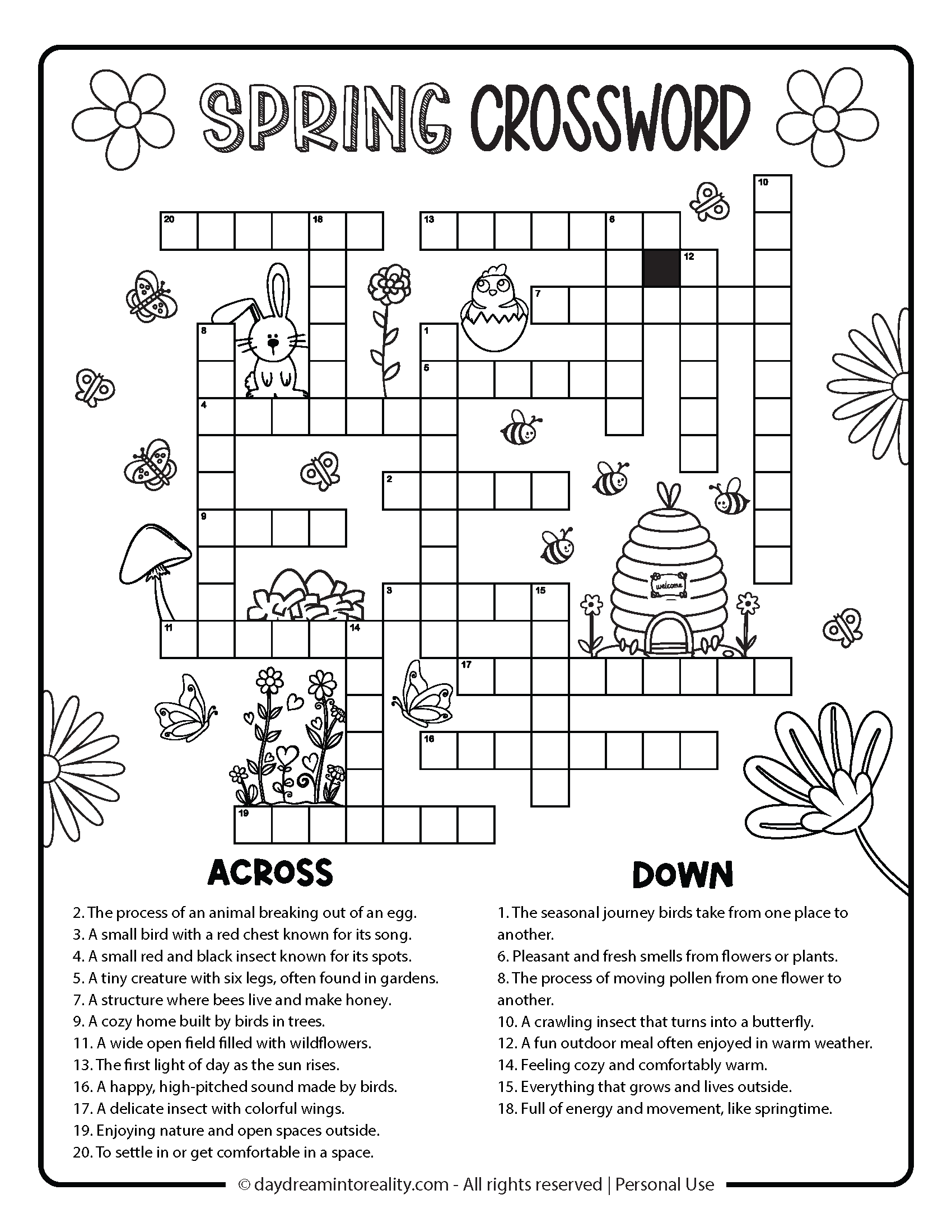 Printable Spring Crossword Puzzles Printable Springtime Crosswords