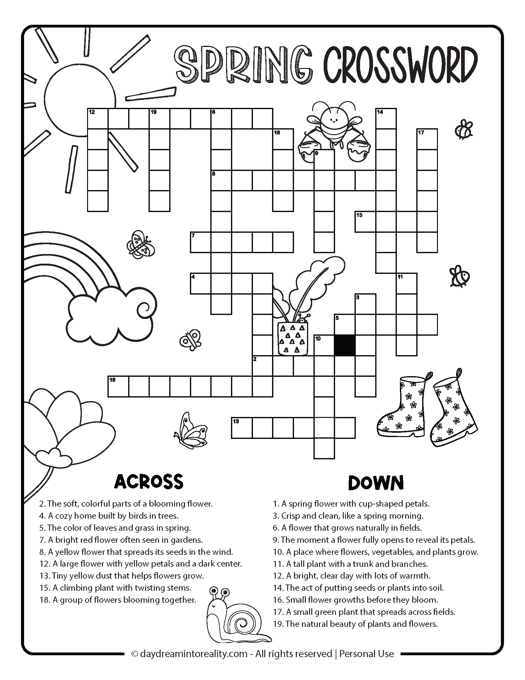 Free Spring Crossword PDF Printables Easy Medium Hard Advanced Daydream Into Reality Free Spring Crossword PDF Printables Easy Medium Hard Advanced Daydream Into Reality