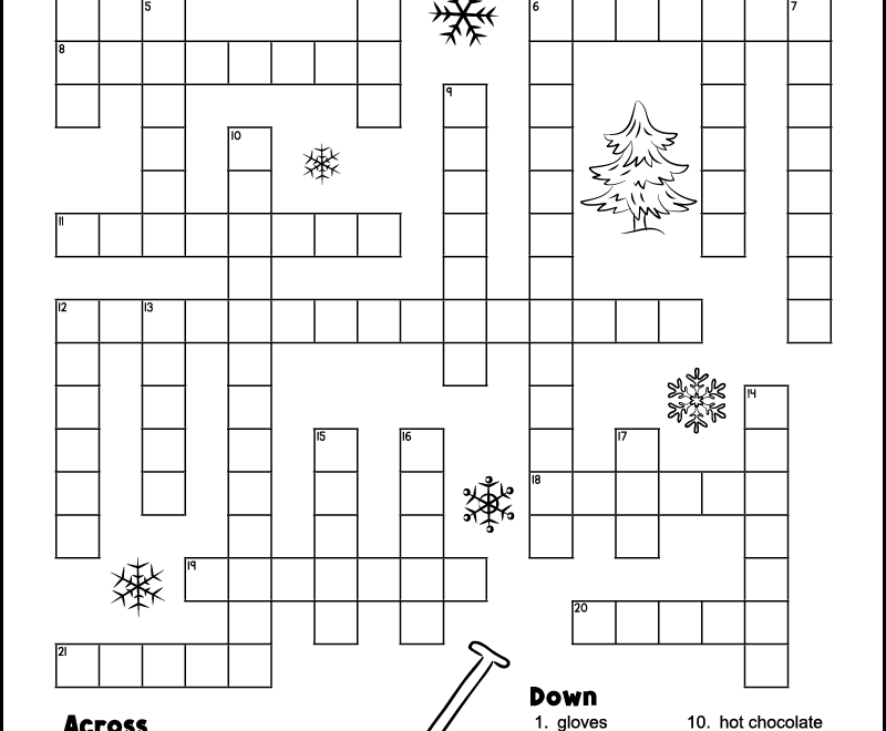 French Winter Crossword Puzzle Tree Valley Academy